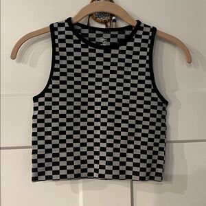Aura Monochrome Checkered Knit Top